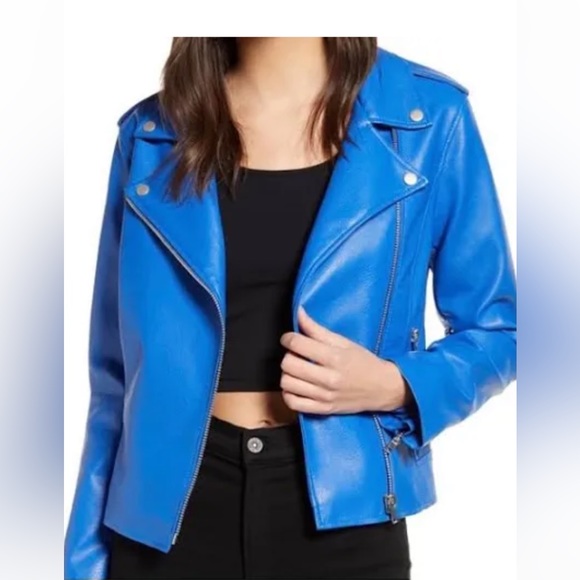 Jackets & Coats Bb Dakota Faux Leather Electric Blue Jacket Poshmark